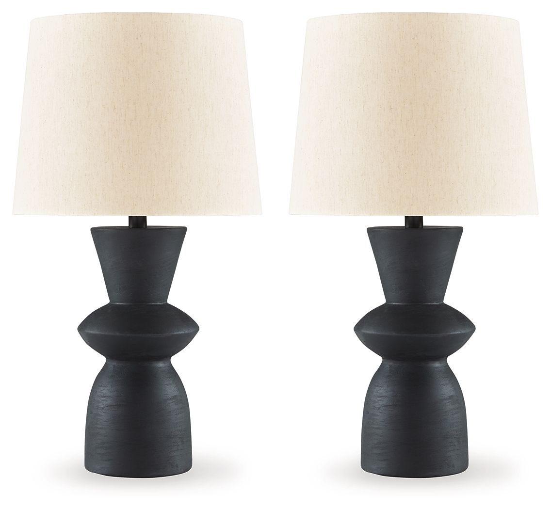 Scarbot - Distressed Black - Paper Table Lamp (Set of 2) by Signature Design by Ashley® | Bel Furniture
