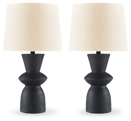 Scarbot - Distressed Black - Paper Table Lamp (Set of 2) by Signature Design by Ashley® | Bel Furniture