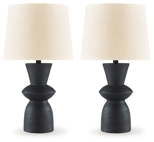 Scarbot - Distressed Black - Paper Table Lamp (Set of 2) by Signature Design by Ashley® | Bel Furniture