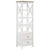 Hollis - 4-Shelf Wood Media Tower With Drawers - Brown And White by Coaster Fine Furniture | Bel Furniture