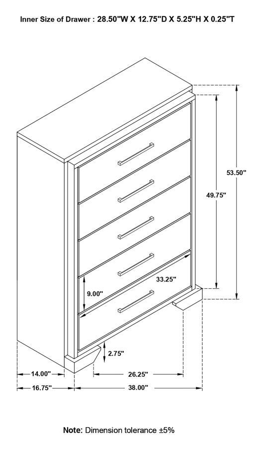 Baker - 5-Drawer Bedroom Chest - Light Taupe