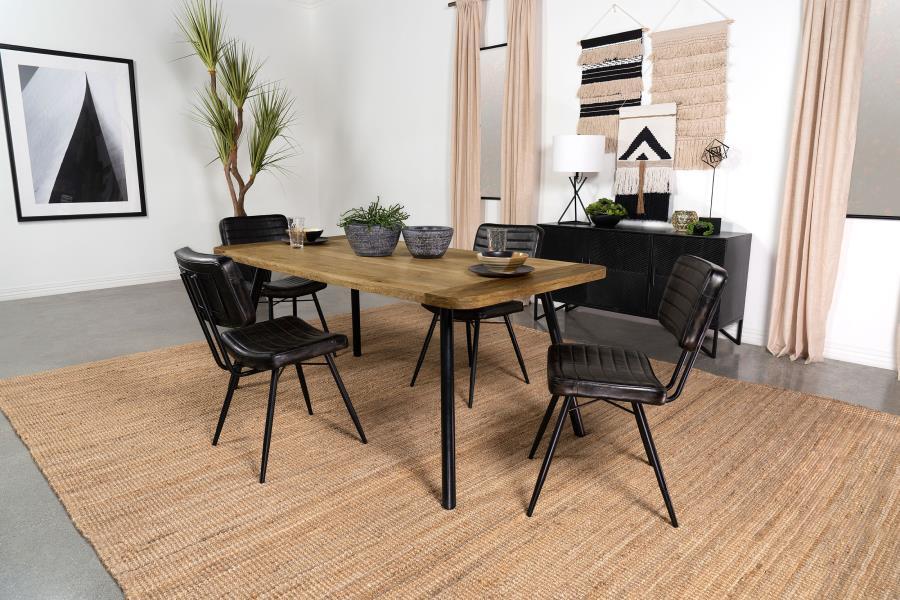 Maverick - Rectangular Tapered Legs Dining Table - Natural Mango And Black