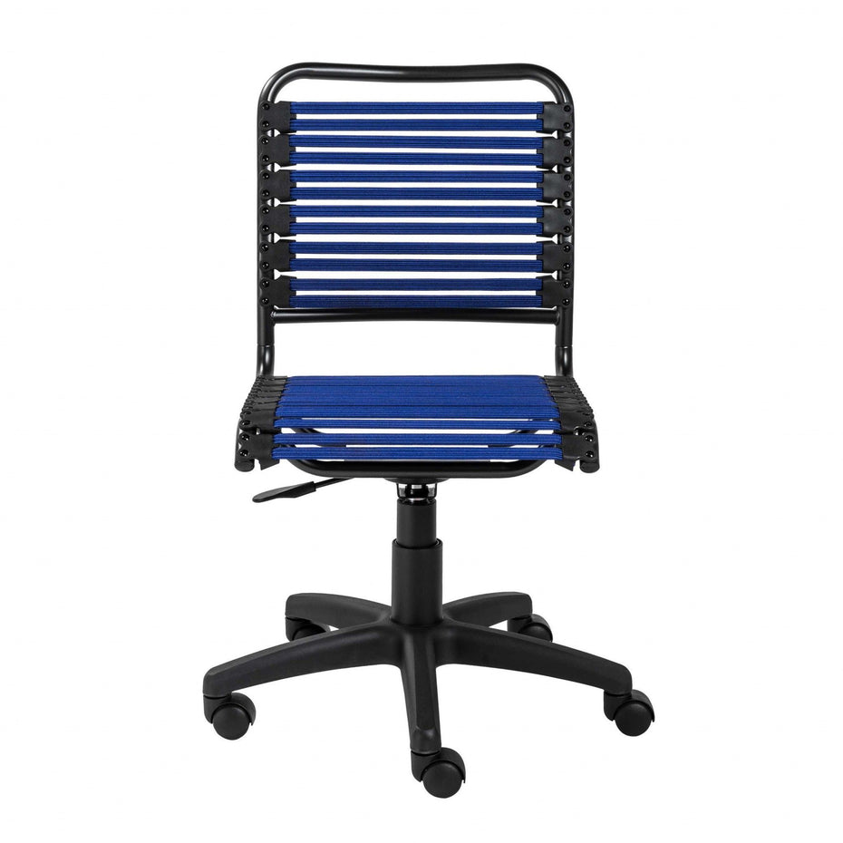 Flat Bungie Cord Low Back Rolling Office Chair - Blue