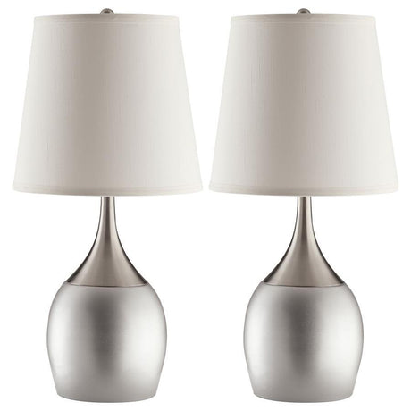 Tenya - Empire Shade Urn Table Lamp (Set of 2) - Silver by CoasterEveryday | Bel Furniture