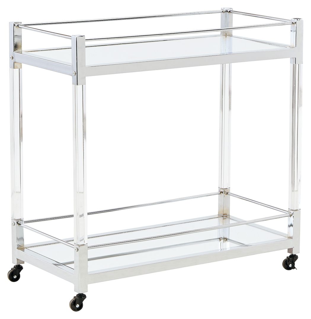 Chaseton - Clear / Silver Finish - Bar Cart by Signature Design by Ashley® | Bel Furniture