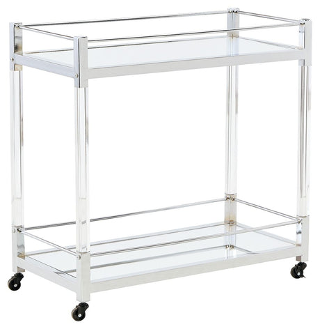 Chaseton - Clear / Silver Finish - Bar Cart by Signature Design by Ashley® | Bel Furniture