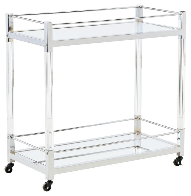 Chaseton - Clear / Silver Finish - Bar Cart by Signature Design by Ashley® | Bel Furniture