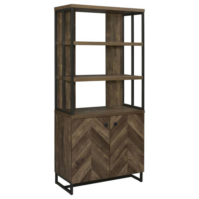 Millbrook - 2 Door Storage Bookshelf - Rustic Oak by CoasterEveryday | Bel Furniture