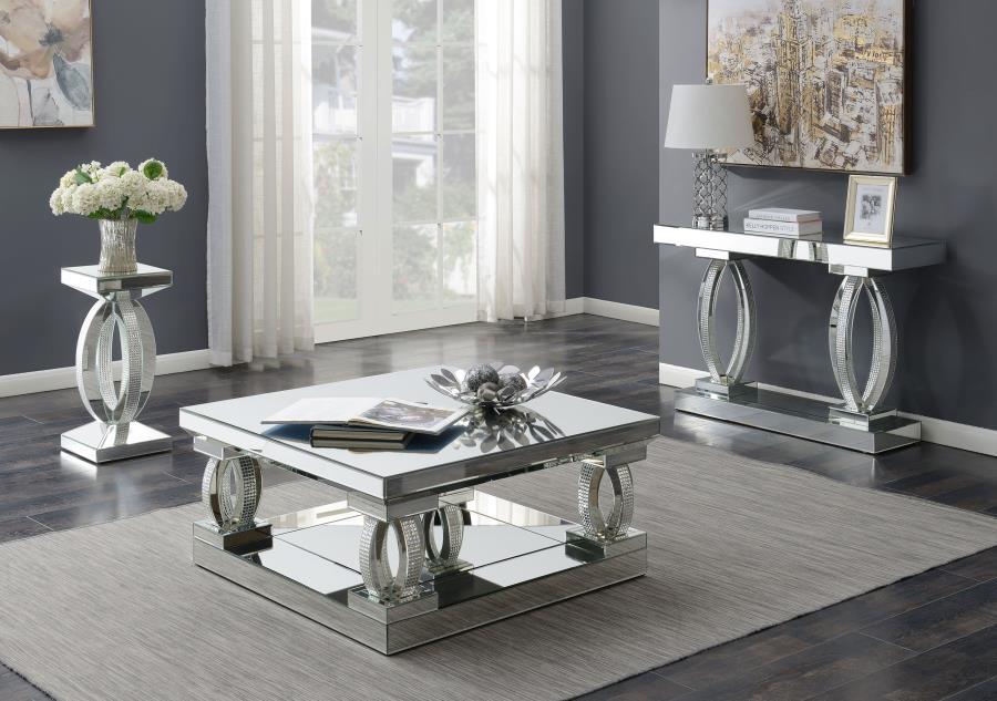 Amalia - Mirrored Acrylic Entryway Sofa Console Table - Silver