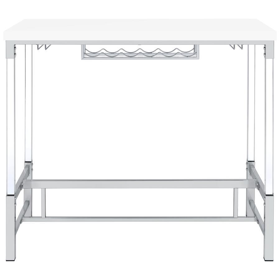 Norcrest - Acrylic Leg Bar Table - White High Gloss