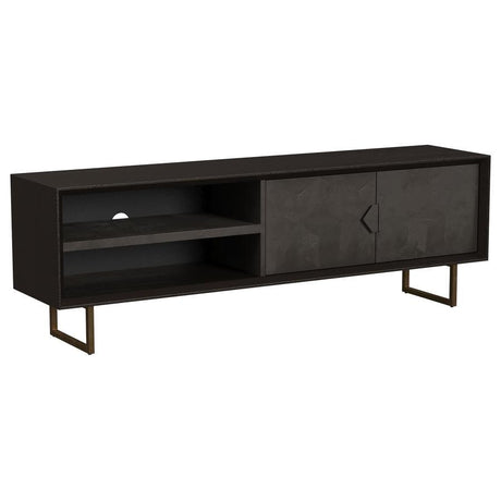 Marsden - 2 Door Mango Wood TV Stand - Charcoal Black by Coaster Fine Furniture | Bel Furniture