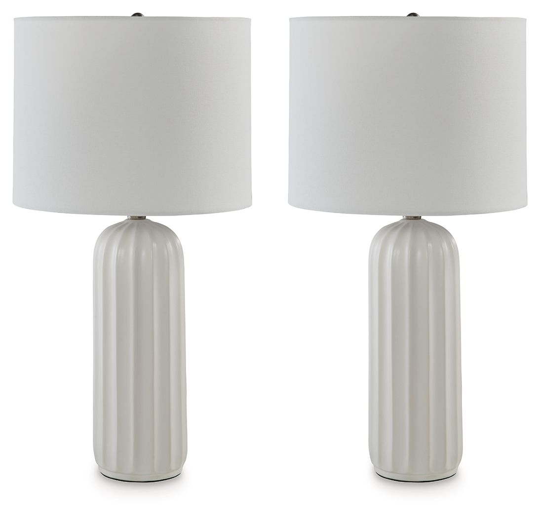 Clarkland - White - Ceramic Table Lamp (Set of 2) by Signature Design by Ashley® | Bel Furniture