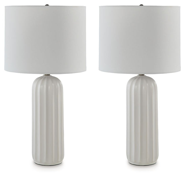 Clarkland - White - Ceramic Table Lamp (Set of 2) by Signature Design by Ashley® | Bel Furniture
