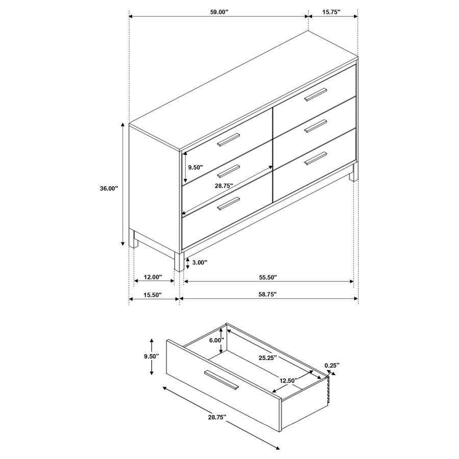 Edmonton - 6-Drawer Dresser - Rustic Tobacco