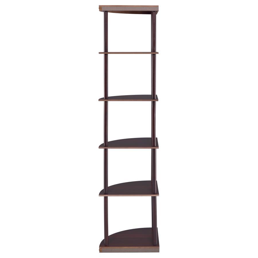 Bonwick - 5-Shelf Corner Bookshelf - Cappuccino