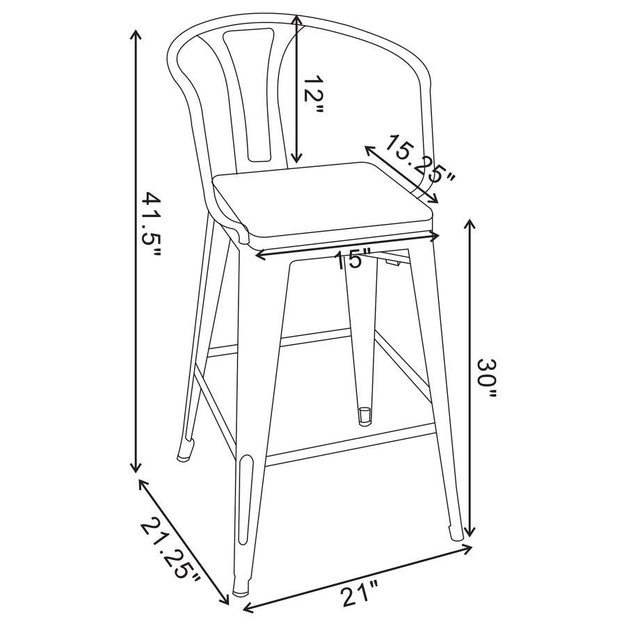 Cavalier - Wooden Seat Bar Stools (Set of 2) - Dark Elm And Matte Black