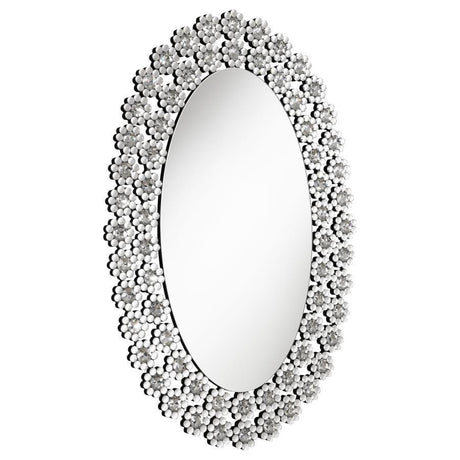 Colleen - Oval Wall Mirror - Silver by CoasterElevations | Bel Furniture