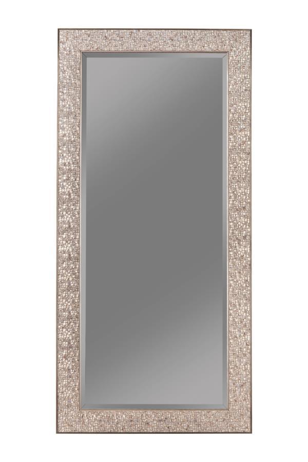 Rollins - Rectangular Floor Mirror Pearl Silver by CoasterEveryday | Bel Furniture