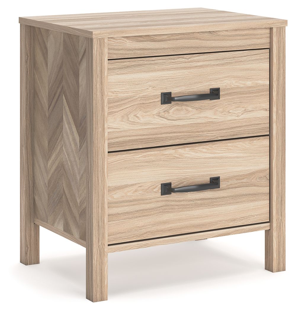 Battelle - Tan - Two Drawer Night Stand by Signature Design by Ashley® | Bel Furniture
