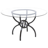 Aviano - Round Glass Top Metal Dining Table - Gunmetal by Coaster Fine Furniture | Bel Furniture