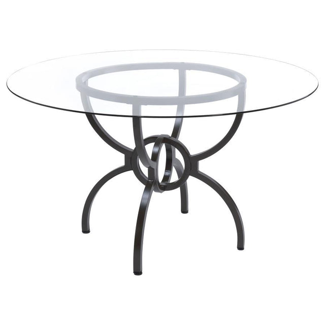 Aviano - Round Glass Top Metal Dining Table - Gunmetal by Coaster Fine Furniture | Bel Furniture