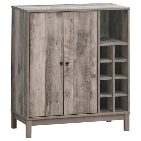 Cheyenne - 2 Door Home Bar Wine Cabinet - Weathered Acacia by CoasterEveryday | Bel Furniture