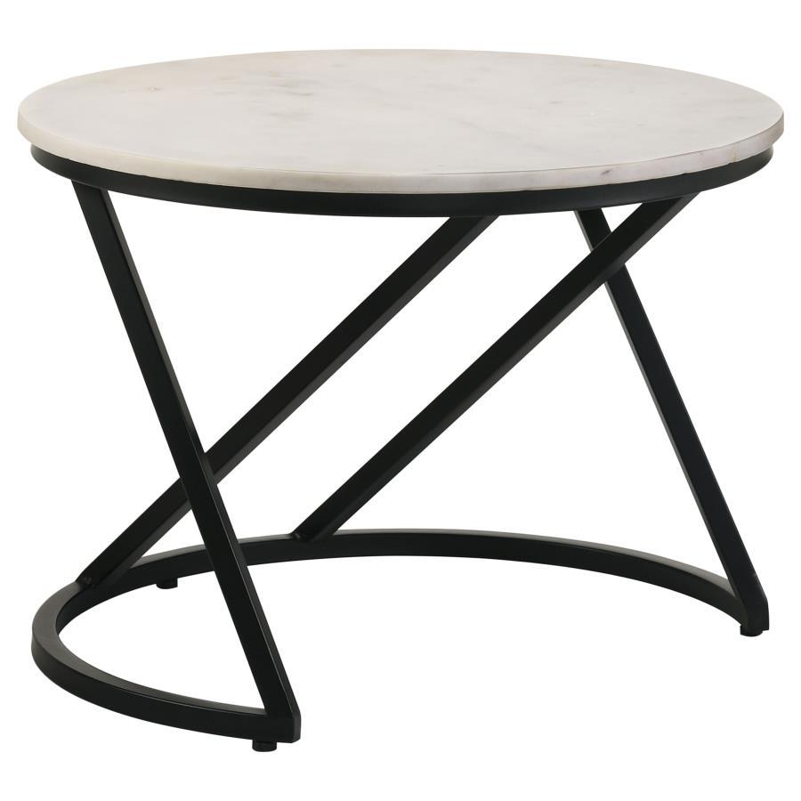 Miguel - Round Marble Top Coffee Table - White And Black