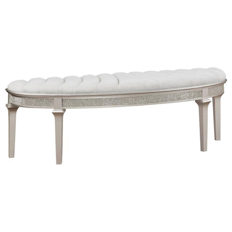 Evangeline - Curved Fabric Upholstered Bench - Silver Oak by Coaster Fine Furniture | Bel Furniture