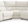 Keensburg - Power Reclining Sectional Pearl Silver 3-Piece Power Reclining Sectional With Left Arm Facing Power Reclining Loveseat With Console by Signature Design by Ashley® | Bel Furniture