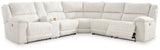 Keensburg - Power Reclining Sectional Pearl Silver 3-Piece Power Reclining Sectional With Left Arm Facing Power Reclining Loveseat With Console by Signature Design by Ashley® | Bel Furniture