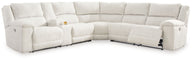 Keensburg - Power Reclining Sectional Pearl Silver 3-Piece Power Reclining Sectional With Left Arm Facing Power Reclining Loveseat With Console by Signature Design by Ashley® | Bel Furniture