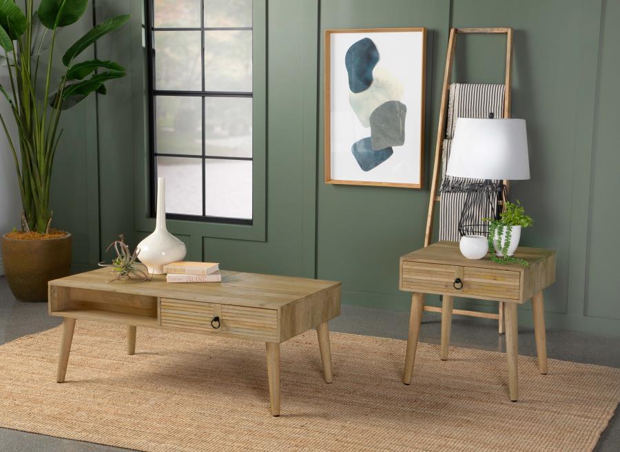 Zabel - Square 1-Drawer End Table - Natural