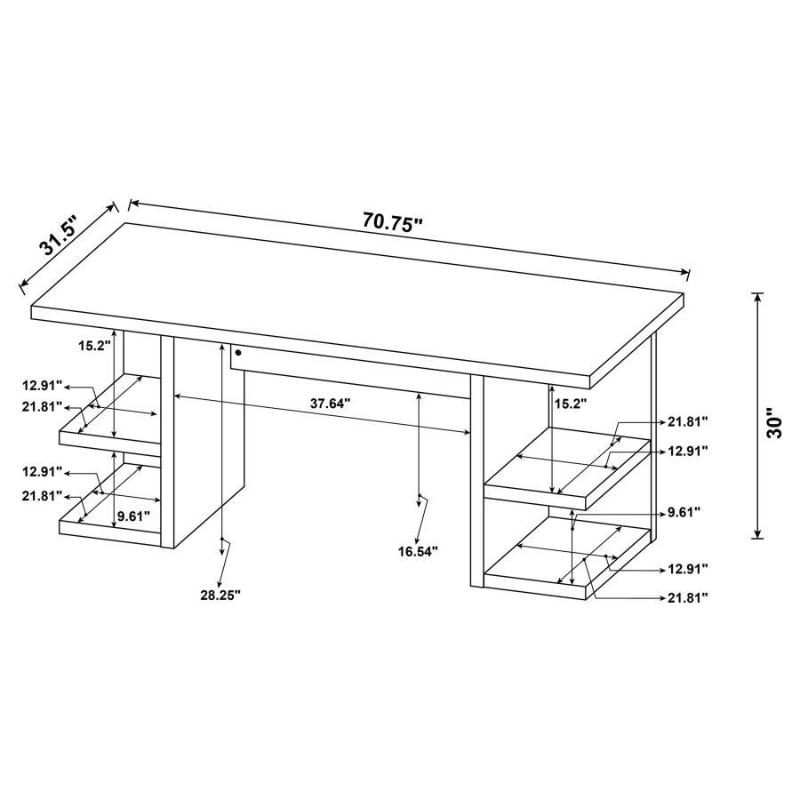 Alice - 4-Shelf Engineered Wood Writing Desk - White