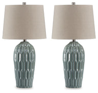 Hadbury - Ceramic Table Lamp (Set of 2) Blue by Signature Design by Ashley® | Bel Furniture