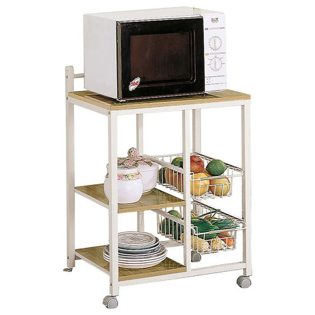 Kelvin - 2-Shelf Mobile Kitchen Cart - Natural Brown And White by CoasterEveryday | Bel Furniture