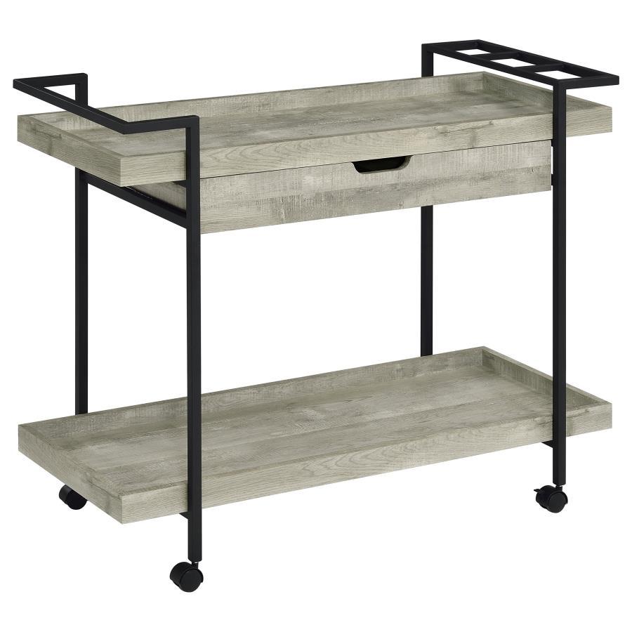 Ventura - 1-Drawer Engineered Wood Bar Cart - Gray Driftwood by Coaster Fine Furniture | Bel Furniture