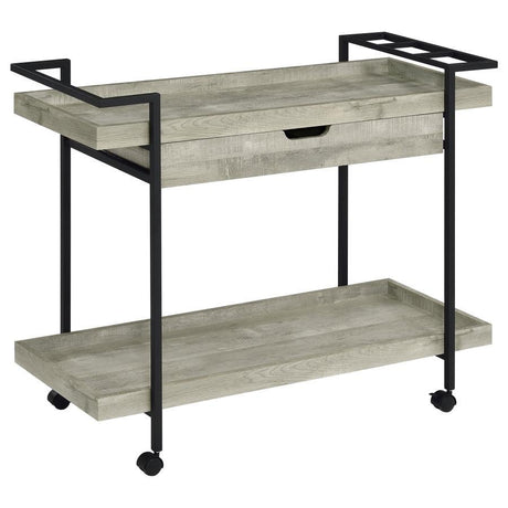 Ventura - 1-Drawer Engineered Wood Bar Cart - Gray Driftwood by Coaster Fine Furniture | Bel Furniture