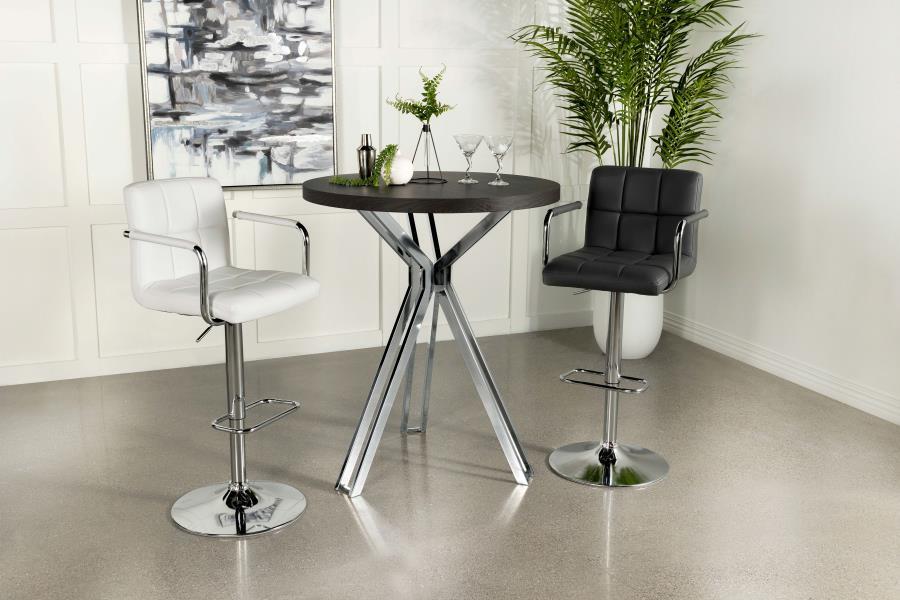 Edgerton - Round Wood Top Bar Table - Dark Oak And Chrome