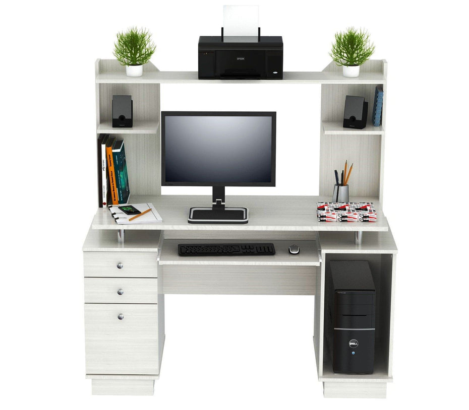 Computer Desk With Hutch - White Finish