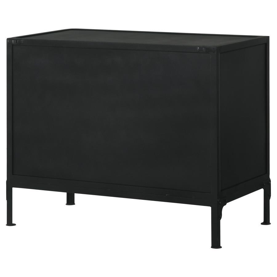 Sadler - 2-Drawer Accent Cabinet With Glass Doors - Black