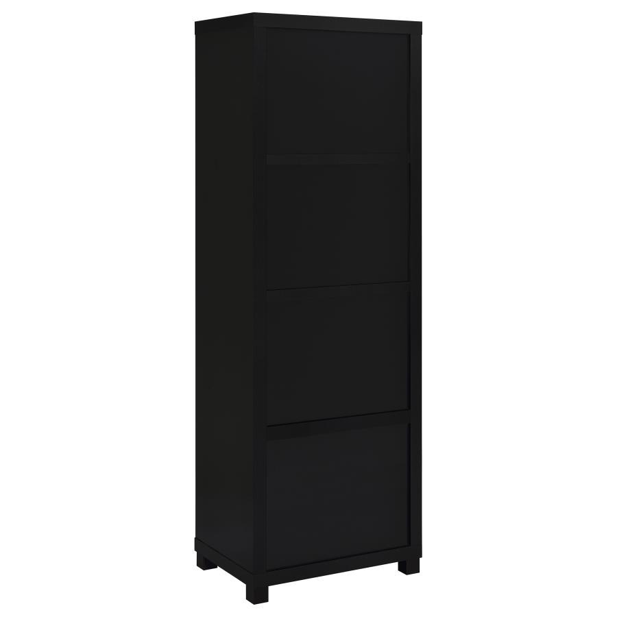 Jupiter - 3-shelf Media Tower Bookcase With Storage Cabinet - Black