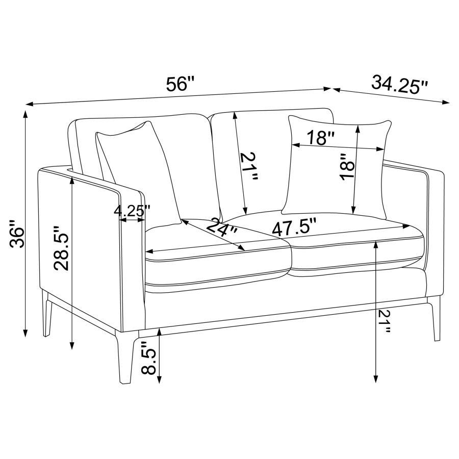 Apperson - Upholstered Track Arm Loveseat - Light Gray