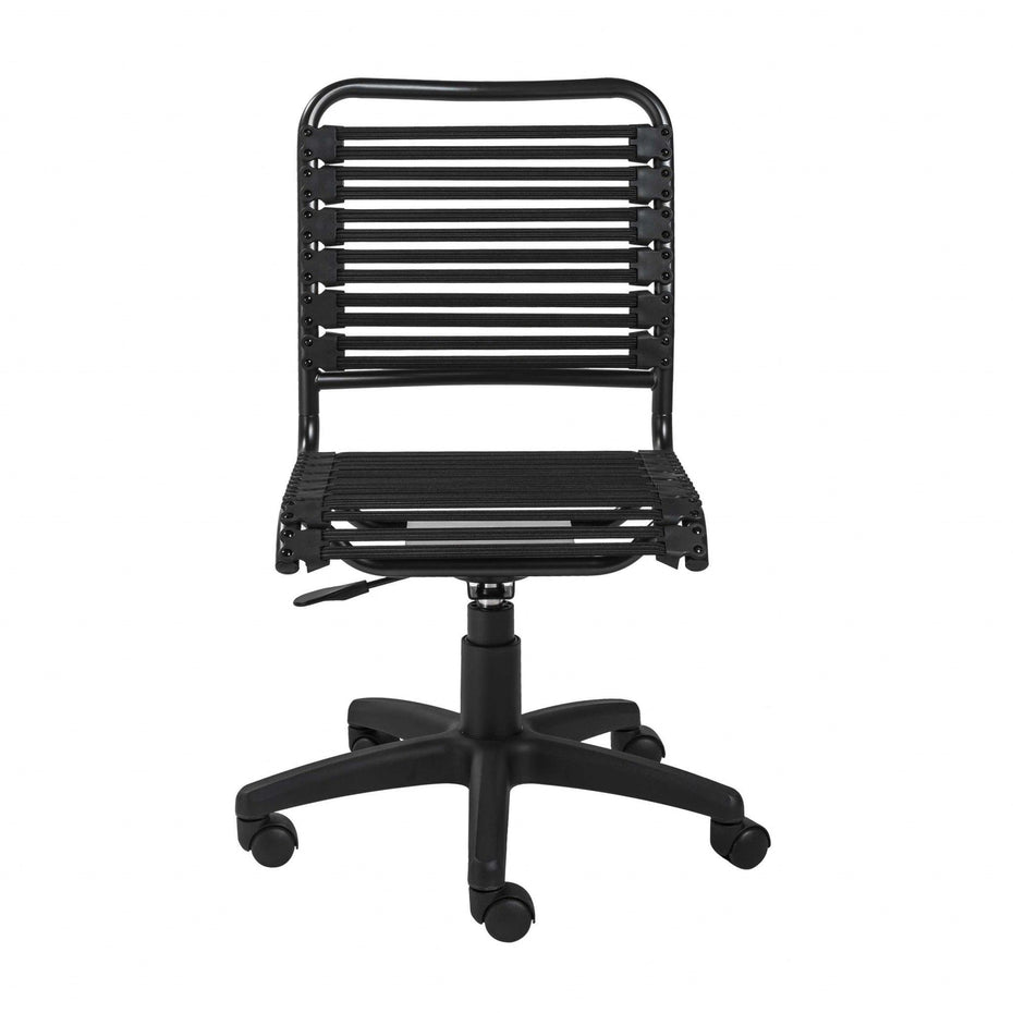 Flat Bungie Cord Low Back Rolling Office Chair - Black
