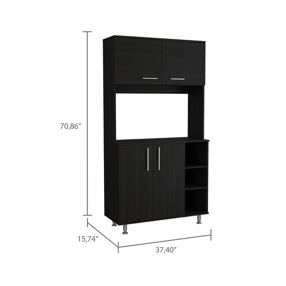 Modern Kitchen Cabinet with 2 Storage Shelves - Black