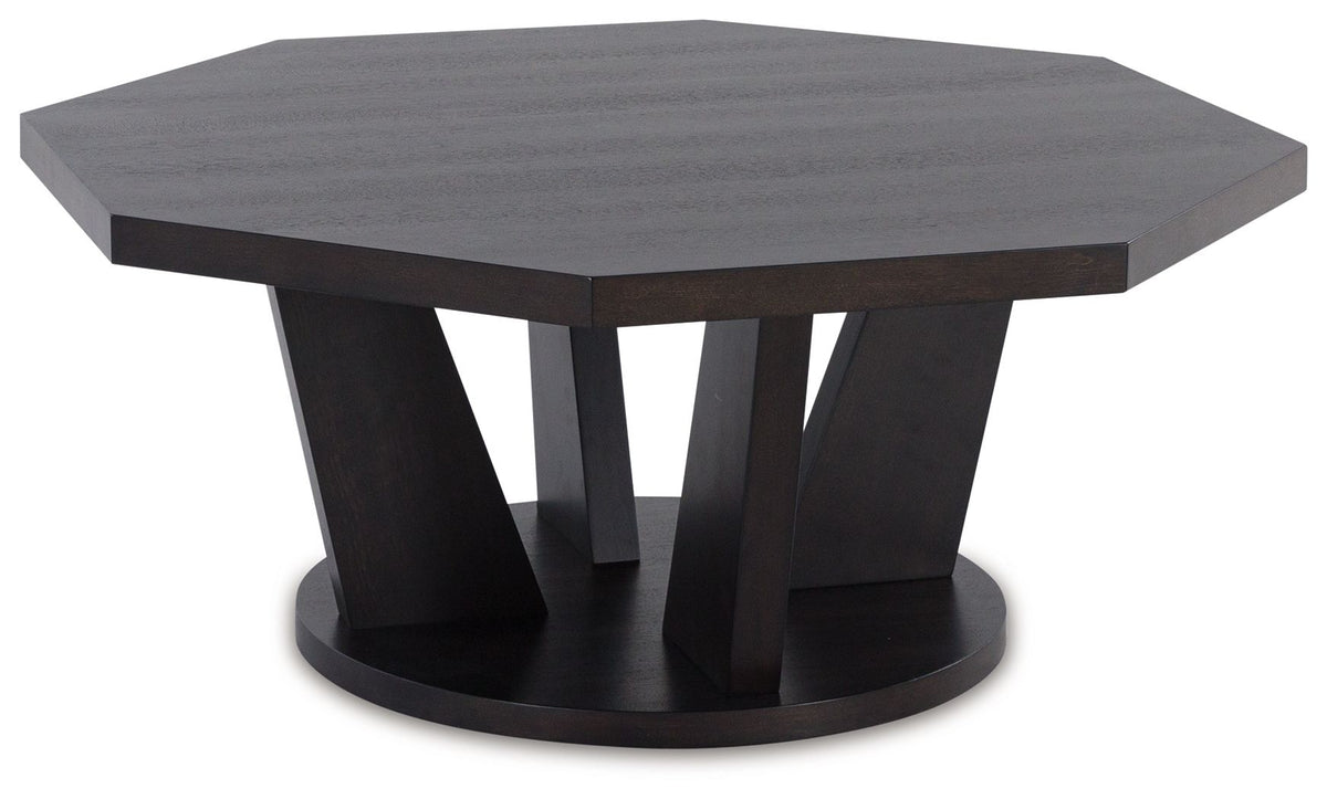 Chasinfield - Dark Brown - Octagon Coffee Table by Signature Design by Ashley® | Bel Furniture
