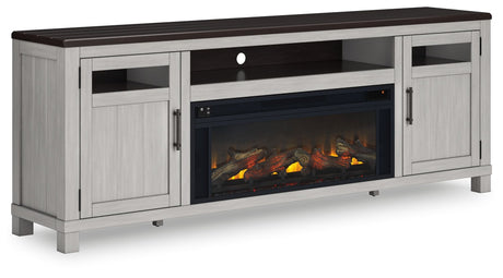 Darborn - Gray / Brown - 88" TV Stand With Electric Infrared Fireplace Insert by Signature Design by Ashley® | Bel Furniture