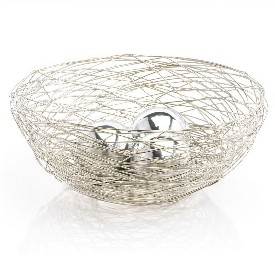 Abstract Wire Centerpiece Bowl - Silver