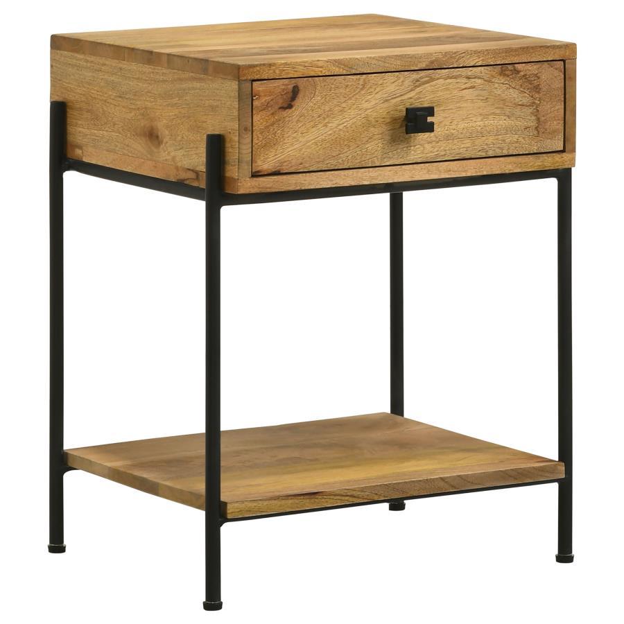 Declan - 1-Drawer Wood Accent Side Table - Natural Mango by CoasterEssence | Bel Furniture