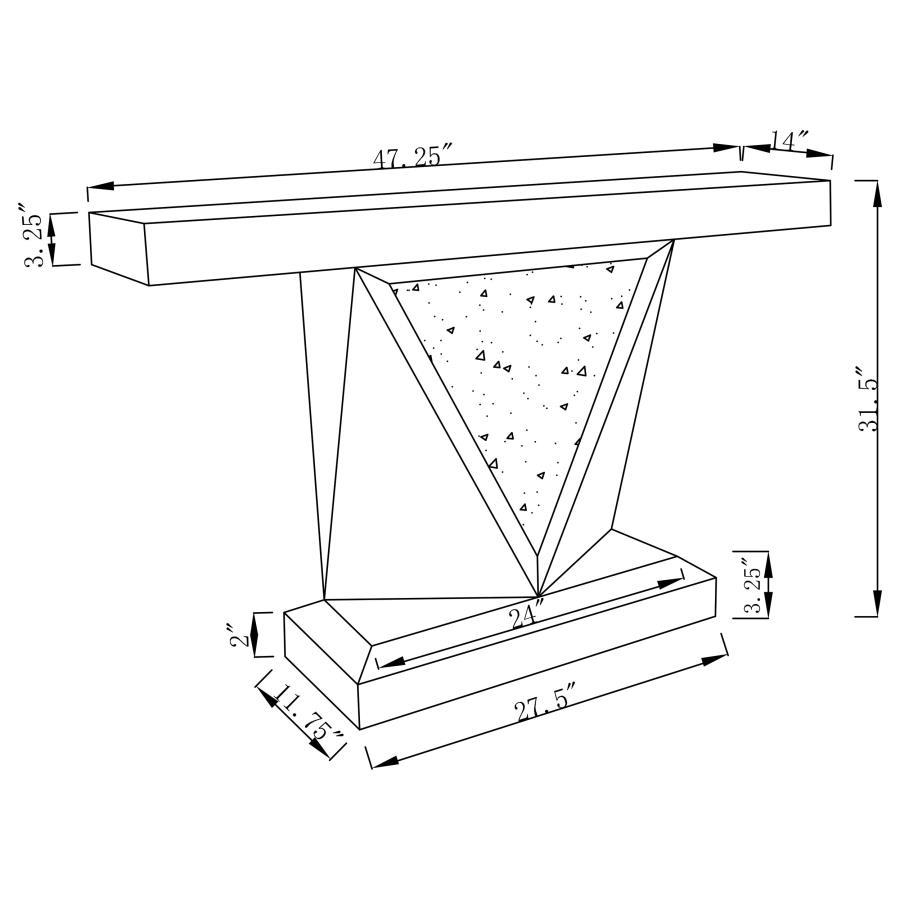 Amore - Mirrored Acrylic Entryway Sofa Console Table - Silver