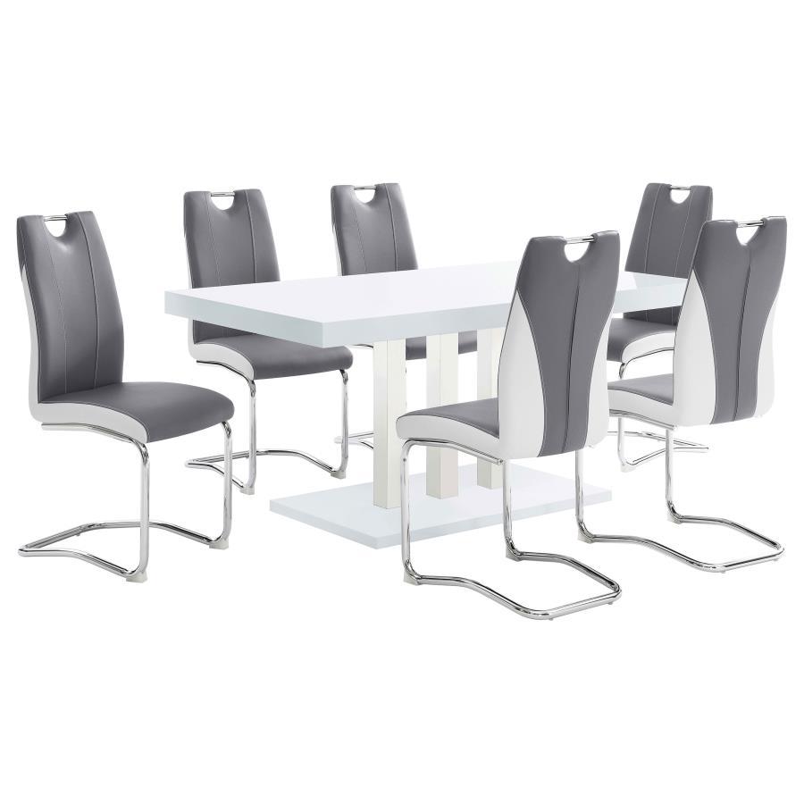 Brooklyn - Rectangular Dining Table - White High Gloss And Chrome